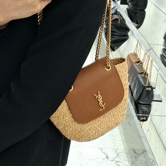 ysl mini manon raffia shoulder bag